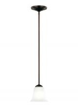  6139001-710 - Emmons traditional 1-light indoor dimmable ceiling hanging single pendant light in bronze finish wit