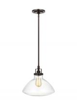  6514501-710 - Belton transitional 1-light indoor dimmable ceiling hanging single pendant light in bronze finish wi