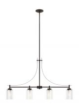  6637304-710 - Elmwood Park traditional 4-light indoor dimmable linear ceiling chandelier pendant light in bronze f