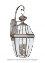  8039-965 - Lancaster traditional 2-light outdoor exterior wall lantern sconce in antique brushed nickel silver