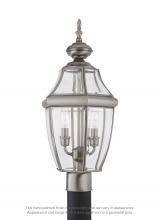  8229-965 - Lancaster traditional 2-light outdoor exterior post lantern in antique brushed nickel silver finish