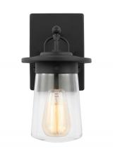  8508901-12 - Tybee traditional 1-light outdoor exterior small wall lantern in black finish with clear glass shade