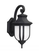  8636301-12 - Childress traditional 1-light outdoor exterior medium wall lantern sconce in black finish with satin