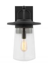  8708901EN7-12 - Tybee casual 1-light LED outdoor exterior large wall lantern sconce in black finish with clear glass