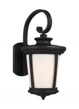  8719301-12 - Eddington modern 1-light outdoor exterior large wall lantern sconce in black finish with cased opal