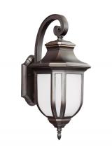  8736301-71 - Childress traditional 1-light outdoor exterior large wall lantern sconce in antique bronze finish wi