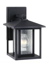  88025-12 - Hunnington contemporary 1-light outdoor exterior small wall lantern in black finish with clear seede