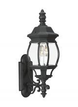  88201-12 - Wynfield traditional 2-light outdoor exterior wall lantern sconce in black finish with clear beveled