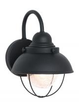 8870-12 - Sebring transitional 1-light outdoor exterior small wall lantern sconce in black finish with clear s