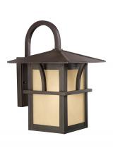  88882-51 - Medford Lakes transitional 1-light outdoor exterior large wall lantern sconce in statuary bronze fin