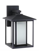  89031EN3-12 - Hunnington contemporary 1-light LED outdoor exterior medium wall lantern in black finish with etched