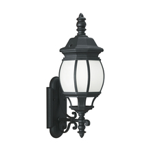  89103-12 - Wynfield traditional 1-light outdoor exterior large wall lantern sconce in black finish with frosted