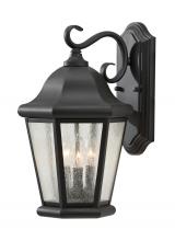  OL5902BK - Martinsville traditional 3-light outdoor exterior large wall lantern sconce in black finish with cle