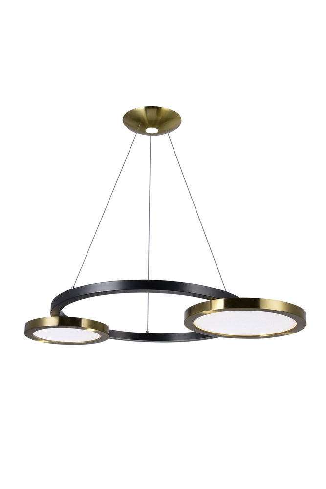 Led Chandelier With Brass Pearl Black, Gold And Black Ring Chandelier
