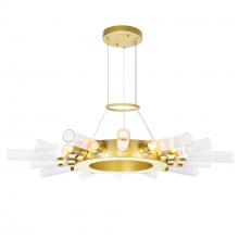  1121P28-14-602 - Collar 14 Light Chandelier With Satin Gold Finish