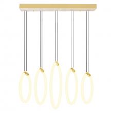  1273P23-5-602-RC - Hoops 5 Light LED Chandelier With Satin Gold Finish