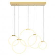  1273P44-5-602-RC - Hoops 5 Light LED Chandelier With Satin Gold Finish