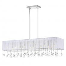  5005P48C(W-C) - Water Drop 17 Light Drum Shade Chandelier With Chrome Finish