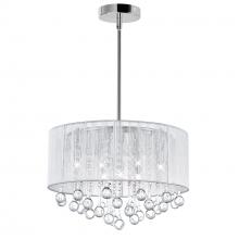  5006P18C-R(W) - Water Drop 6 Light Drum Shade Chandelier With Chrome Finish
