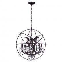  5465P22DB - Campechia 6 Light Up Chandelier With Brown Finish