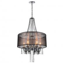  5475P20C-6 Brown - Amelia 6 Light Drum Shade Chandelier With Chrome Finish