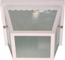  60/470 - 2 Light - 10" Carport Flush with Textured Frosted Glass - White Finish