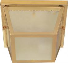  60/471 - 2 Light - 10" Carport Flush with Textured Frosted Glass - Polished Brass Finish
