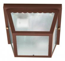  60/472 - 2 Light - 10" Carport Flush with Textured Frosted Glass - Old Bronze Finish