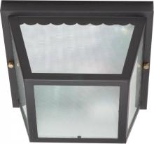  60/473 - 2 Light - 10" Carport Flush with Textured Frosted Glass - Black Finish