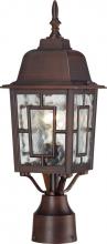  60/4928 - Banyan - 1 Light 17" Post Lantern with Clear Water Glass - Rustic Bronze Finish