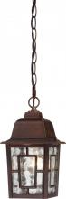  60/4932 - Banyan - 1 Light 11" Hanging Lantern with Clear Water Glass - Rustic Bronze Finish