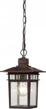  60/4955 - Cove Neck - 1 Light 12" Hanging Lantern with Clear Seed Glass - Rustic Bronze Finish