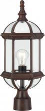  60/4975 - Boxwood - 1 Light 19" Post Lantern with Clear Beveled Glass - Rustic Bronze Finish