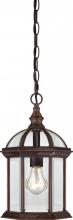  60/4978 - Boxwood - 1 Light 14" Hanging Lantern with Clear Beveled Glass - Rustic Bronze Finish