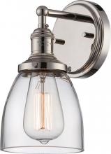  60/5414 - Vintage - 1 Light Sconce with Clear Glass - Polished Nickel Finish