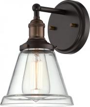  60/5512 - Vintage - 1 Light Sconce with Clear Glass - Rustic Bronze Finish