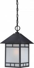  60/5604 - Drexel - 1 Light - Hanging Lantern with Frosted Seed Glass - Stone Black Finish