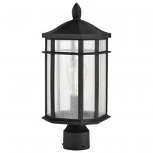  60/5758 - Raiden Collection Outdoor 18 inch Post Light Pole Lantern; Matte Black Finish with Clear Seedy Glass