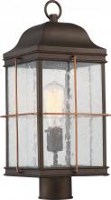  60/5835 - Howell - 1 Light Post Lantern with Clear Seeded Glass - Bronze Finish with Copper accents