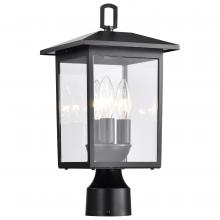  60/5932 - Jamesport Collection Outdoor 15 inch Post Light Pole Lantern; Matte Black with Clear Glass