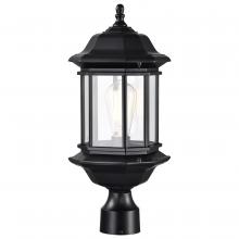  60/6115 - Hopkins Outdoor Collection 18.5 inch Large Post Light Pole Lantern; Matte Black Finish with Clear