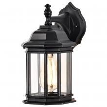  60/6119 - Hopkins Outdoor Collection 12 inch Small Wall Light; Matte Black Finish with Clear Glass