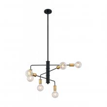  60/7344 - Ryder - 6 Light Chandelier with- Black and Brushed Brass Finish