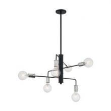  60/7354 - Ryder - 6 Light Chandelier with- Black and Polished Nickel Finish