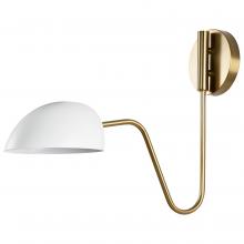  60/7392 - Trilby; 1 Light; Wall Sconce; Matte White with Burnished Brass