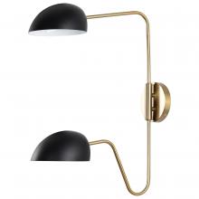  60/7393 - Trilby; 2 Light; Wall Sconce; Matte Black with Burnished Brass