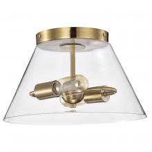  60/7419 - Dover; 3 Light; Small Flush Mount; Vintage Brass with Clear Glass