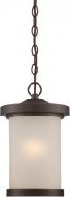  62/645 - Diego - LED Hanging Lantern with Satin Amber Glass - Mahogany Bronze Finish