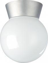  SF77/152 - 1 Light - 8" Utility Ceiling with White Glass - Satin Aluminum Finish