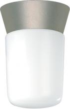  SF77/155 - 1 Light - 8" Utility Ceiling with White Glass - Satin Aluminum Finish